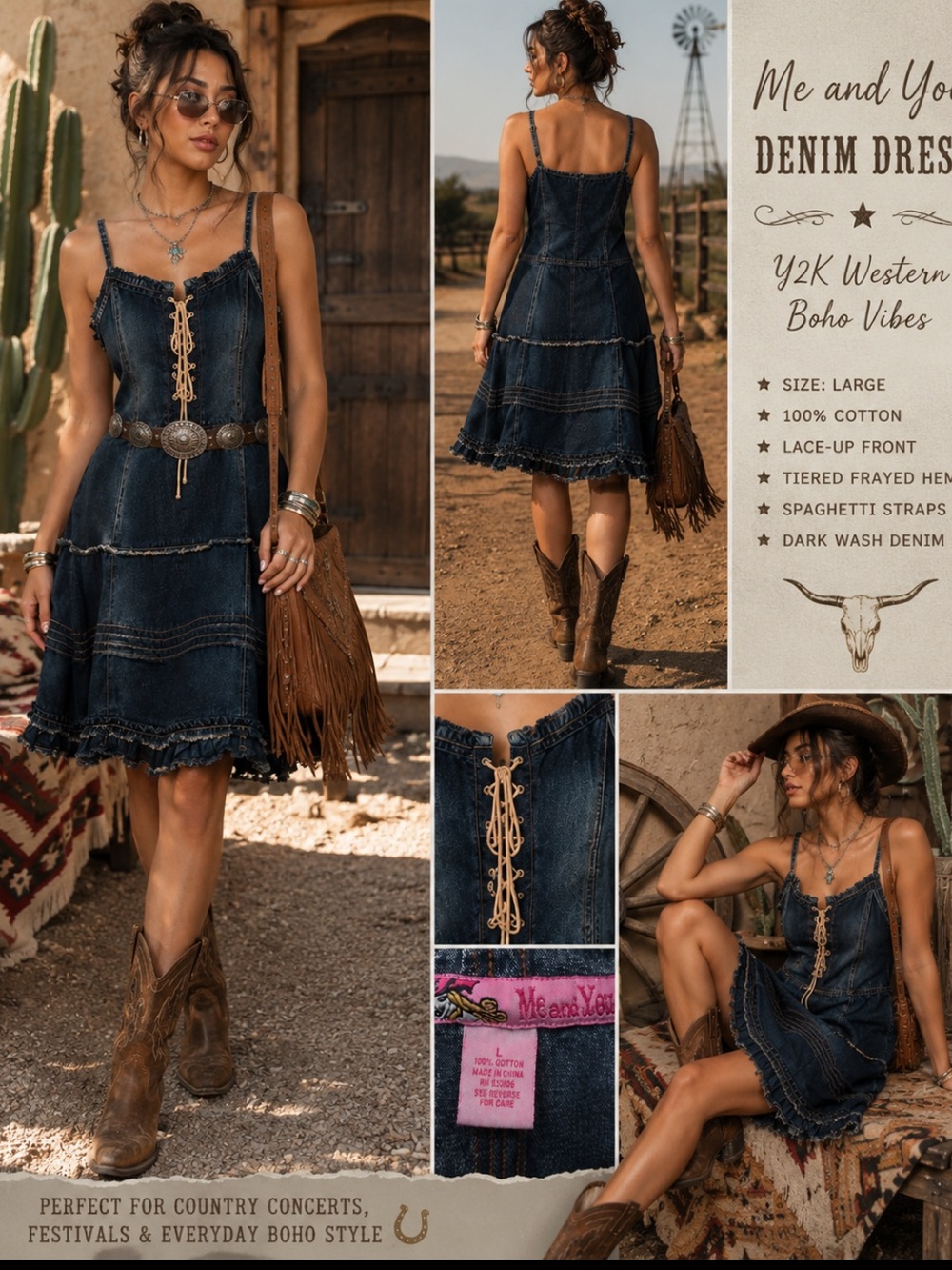 Me and You Denim Lace-Up Dress
